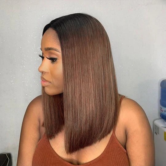Glueless Cocoa Crush NAIJA Royal HD Lace Blunt Cut Bone Straight 13X4 Frontal Wig - Image 4