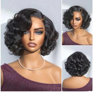 Mature Boss Natural Black Egg Curly 5x5 HD Closure Lace Minimalist Glueless Wig